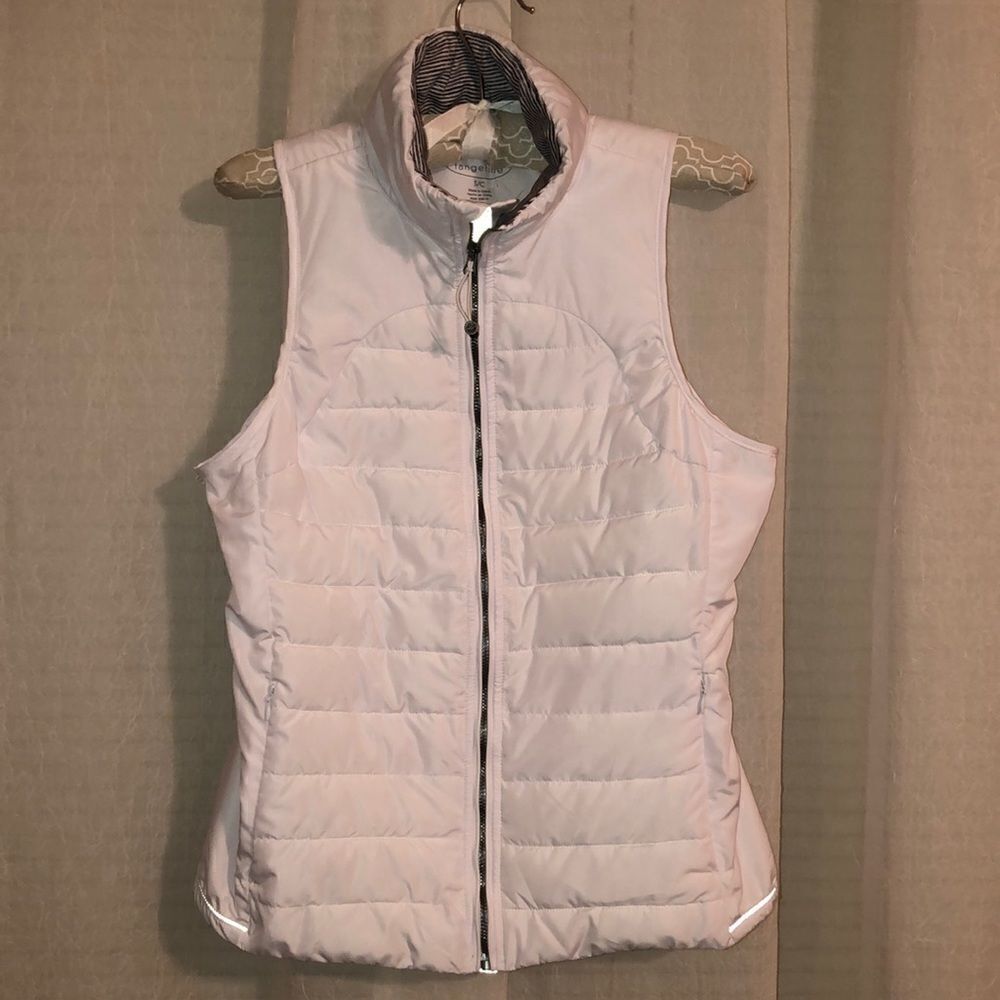 tangerine S White Light Reflective Full Zip Puffer Vest